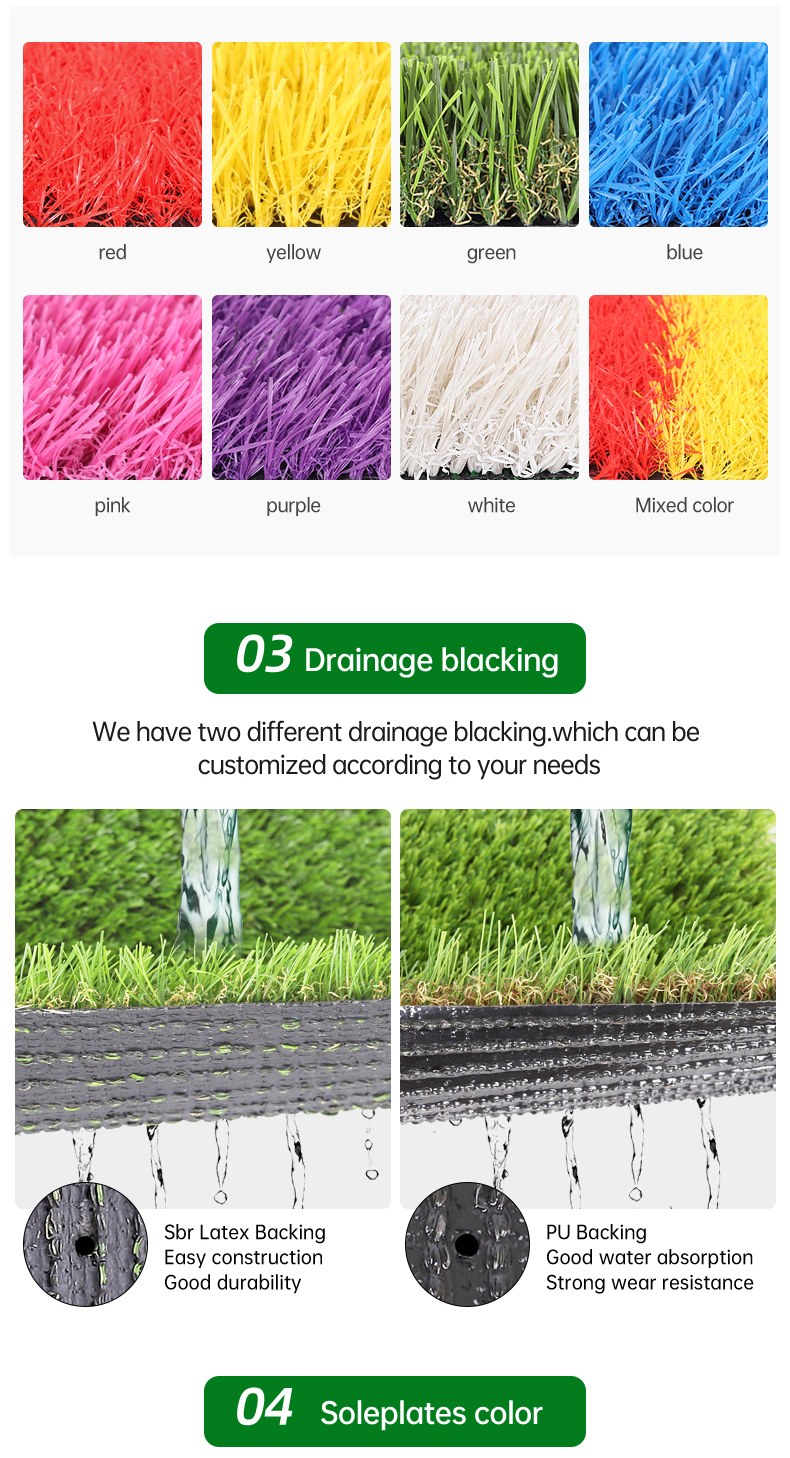 Details of 30mm artificial turf, construction and performance close-up