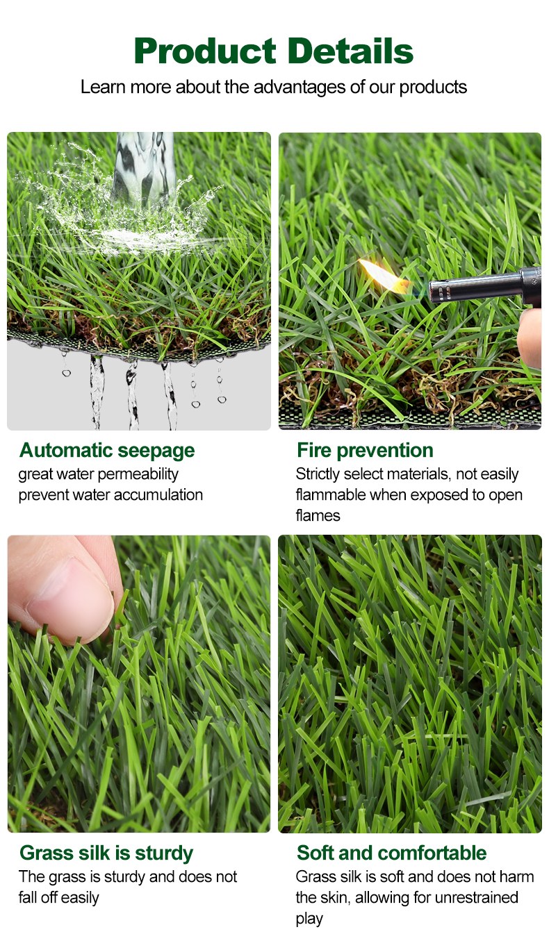 Artificial grass product details - automatic seepage, fire prevention, sturdy and soft