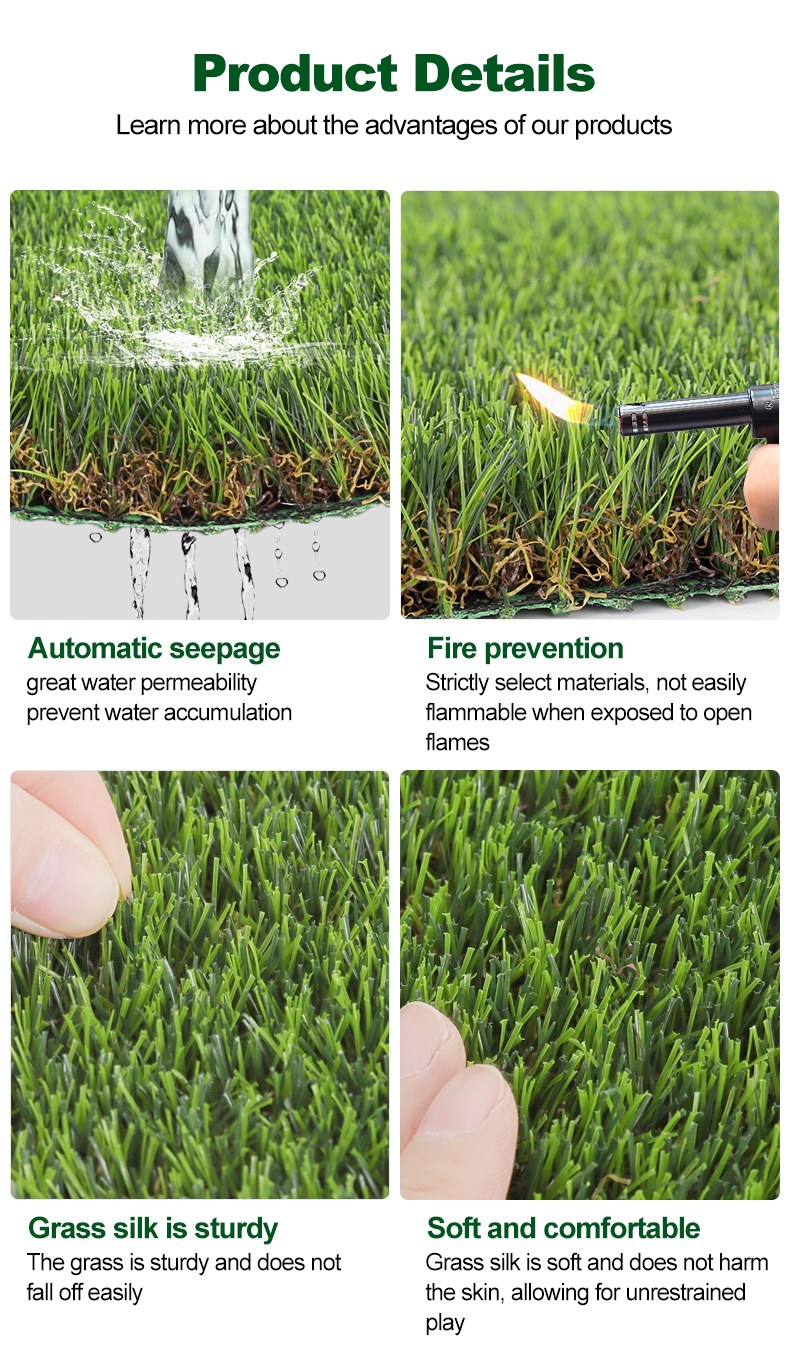 Artificial grass product details - automatic seepage, fire prevention, sturdy and soft