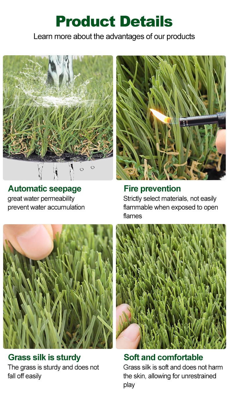Artificial grass product details - automatic seepage, fire prevention, sturdy and soft