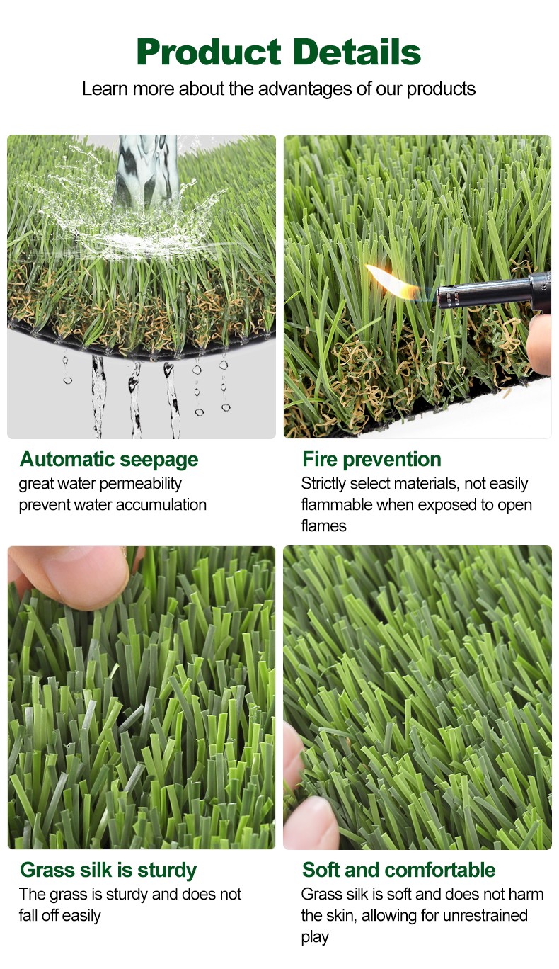 Artificial grass product details - automatic seepage, fire prevention, sturdy and soft
