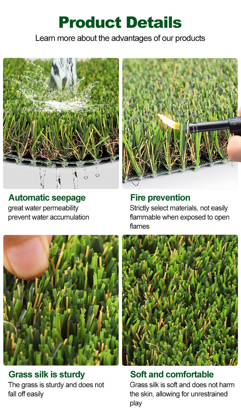 Artificial grass features drainage fire prevention sturdy soft