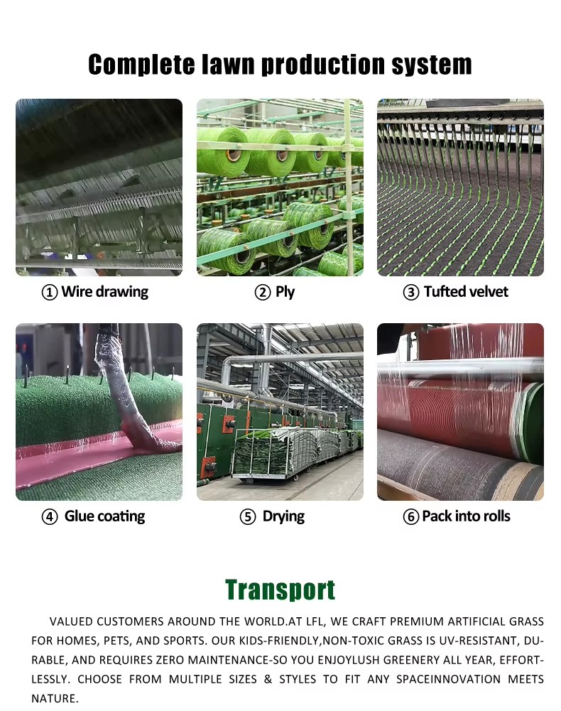 Complete artificial grass lawn production system in factory