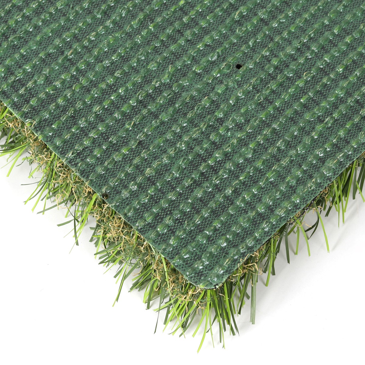 PU Backing with Drainage Holes - 51mm Turf - LFL Grass | Artificial Grass Manufacturer & Supplier Green PU backing on 51mm artificial turf with drainage holes