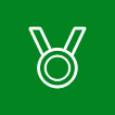 Award medal icon on green background.
