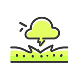 Ab-4-2 - LFL Grass | Artificial Grass Manufacturer & Supplier Cartoon neon-yellow cloud over a green field with rain drops, depicting rainy weather over crops/land.