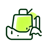 Ab-4-5 - LFL Grass | Artificial Grass Manufacturer & Supplier Cartoon toaster with a bright lime-green body and a slice of bread popping up, smiling face visible on the toaster