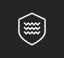 White shield icon on a dark background symbolizing security and protection.