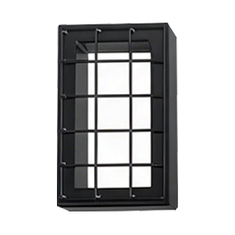 Padel-17-1 - LFL Grass | Artificial Grass Manufacturer & Supplier Black rectangular outdoor wall light with a protective metal grid guard