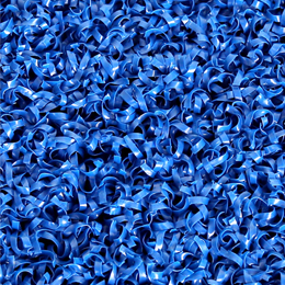 Padel-17-4 - LFL Grass | Artificial Grass Manufacturer & Supplier Close-up of blue curled ribbons creating a dense, textured background.