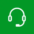 Headset with mic icon on a green background, representing customer support.