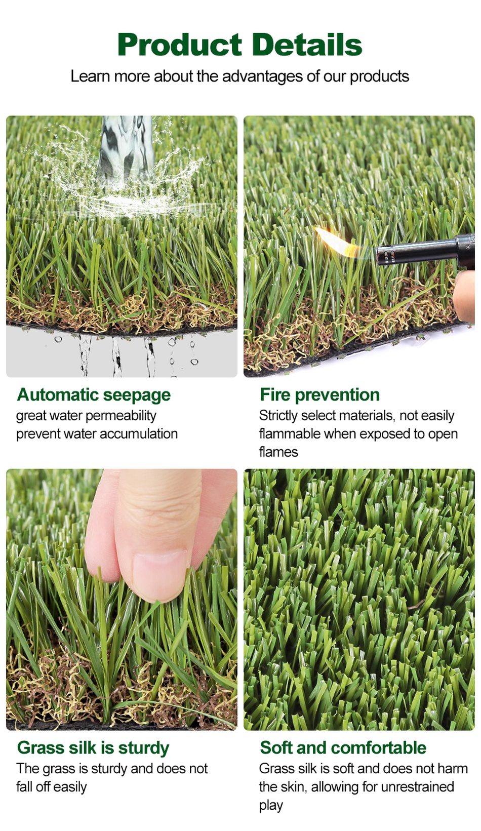 38mm Landscape Artificial Grass detail