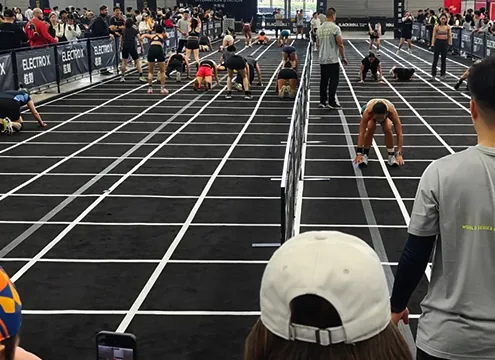 HYROX artificial turf for sled pull exercise